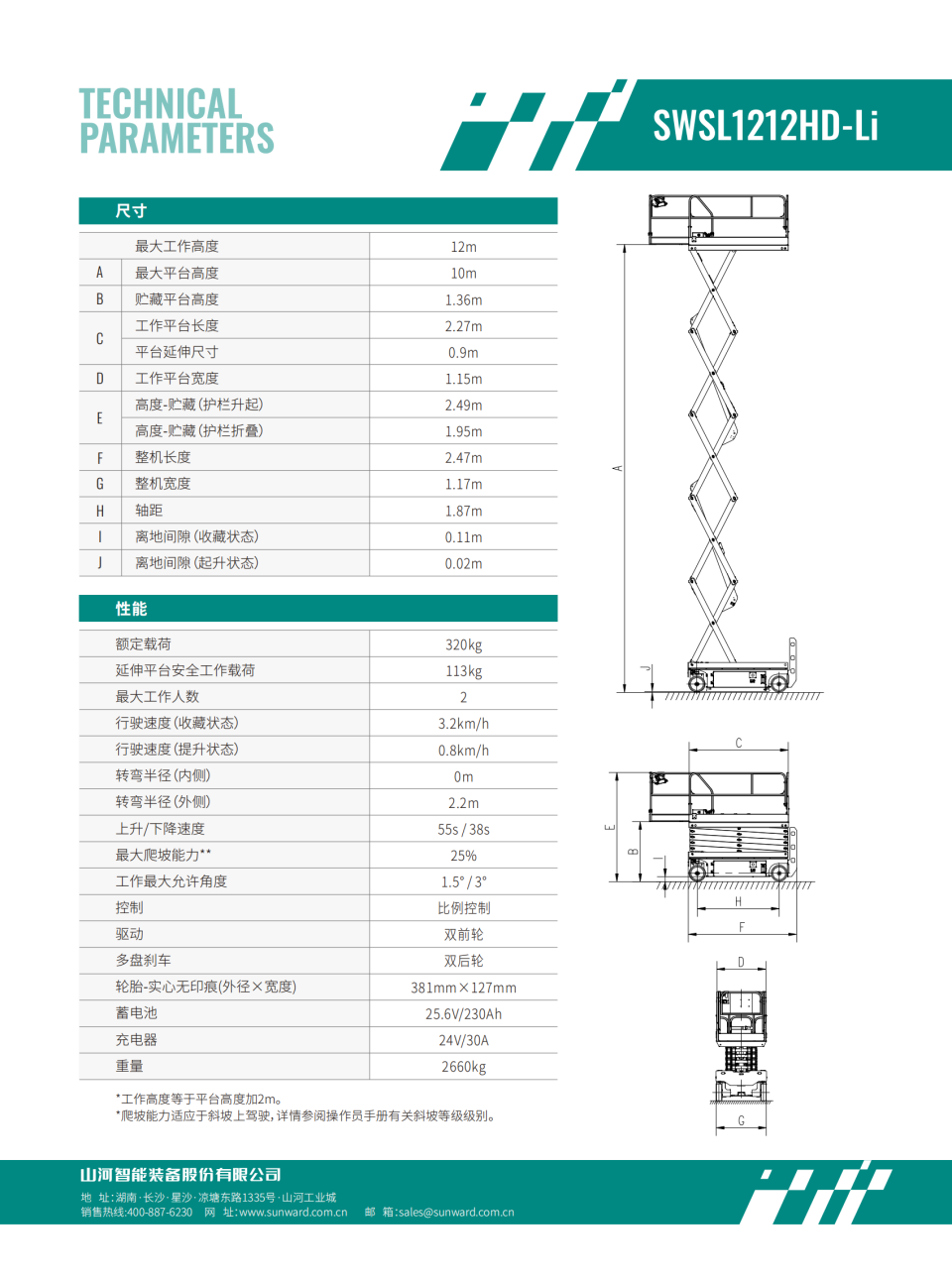SWSL1212HD-Li 电动剪叉式高空作业平台